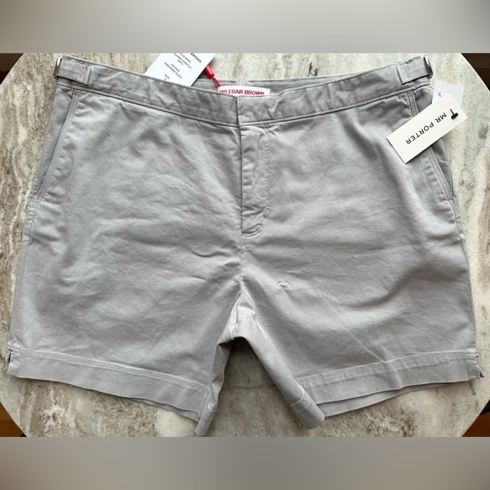 Orlebar Brown Cotton Side Tab Shorts 36 Gray Chino Short Pants Stretch Cotton